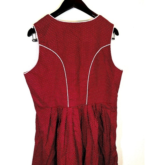 Dirndl Dress XXL Burgundy Polka Dot Oktoberfest Lace Up Bavarian Milkmaid - Picture 11 of 14